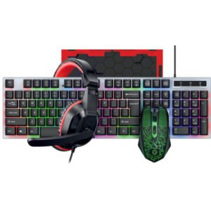 קיט גיימינג 4 ב-1 – מקלדת RGB, עכבר מקצועי, אוזניות עם מיקרופון ומשטח ענק