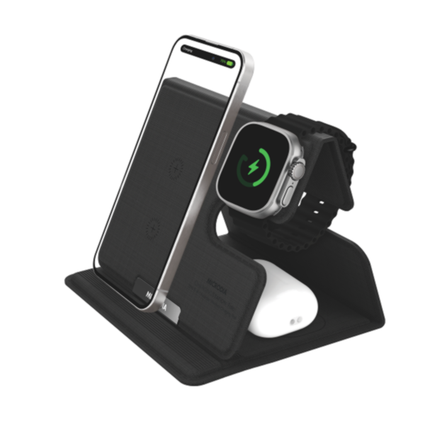 תחנת טעינה אלחוטית 3-ב-1 לאייפון, Apple Watch ואוזניות