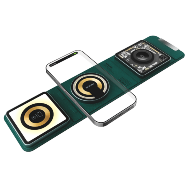 משטח טעינה אלחוטי מתקפל 3-ב-1 לאייפון, Apple Watch ואוזניות