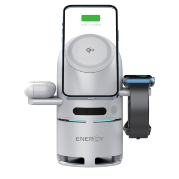 תחנת טעינה אלחוטית Qi2 חכמה 3-ב-1 לאייפון, Apple Watch ואוזניות